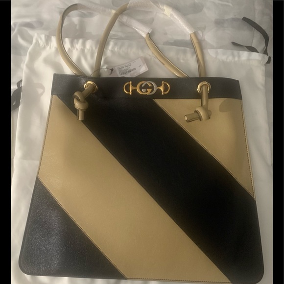 Gucci Zumi Striped leather tote bag - Picture 3 of 8